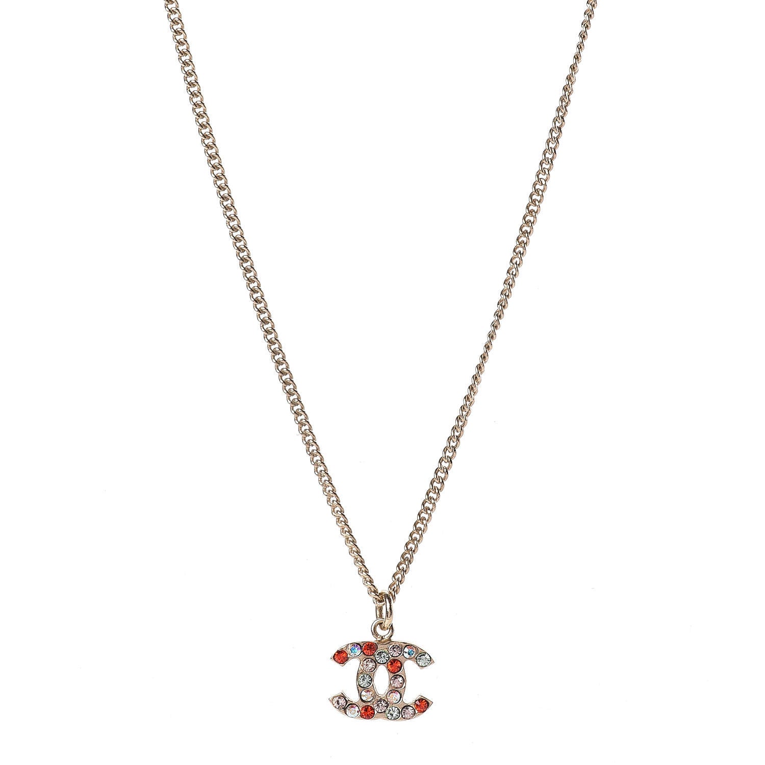 Chanel Crystal CC Necklace Gold Multicolor 1 of 5