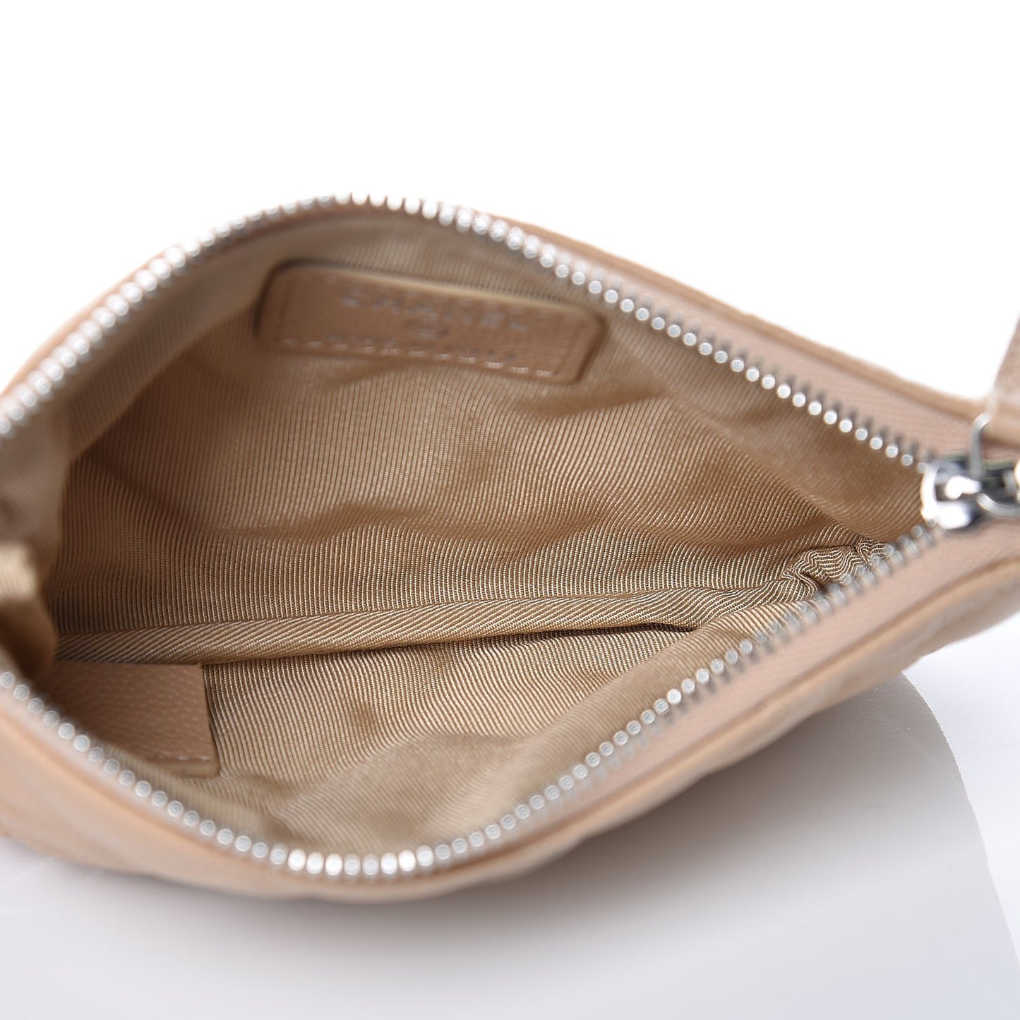Caviar Quilted Small Cosmetic Case Beige