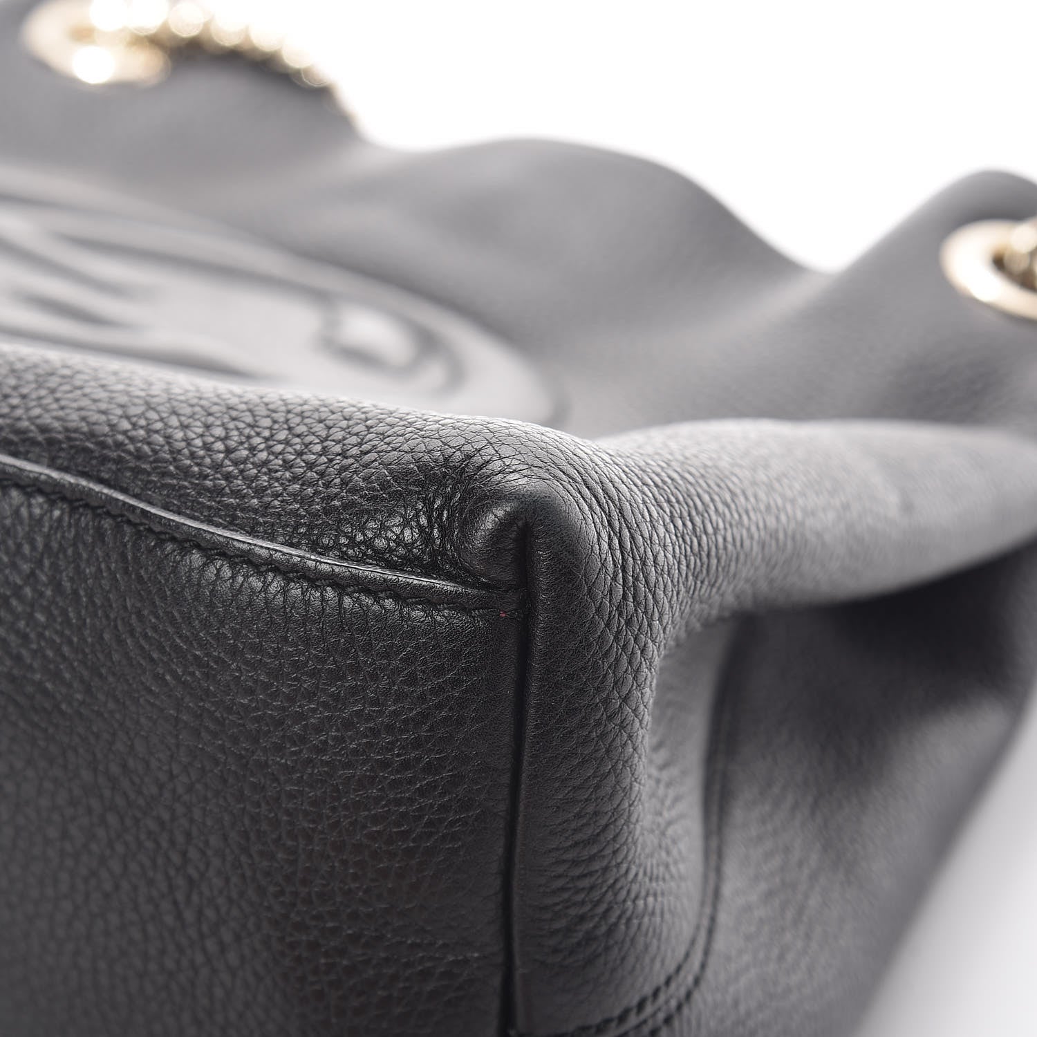 Gucci Pebbled Calfskin Medium Soho Chain Shoulder Bag Black 9 of 13