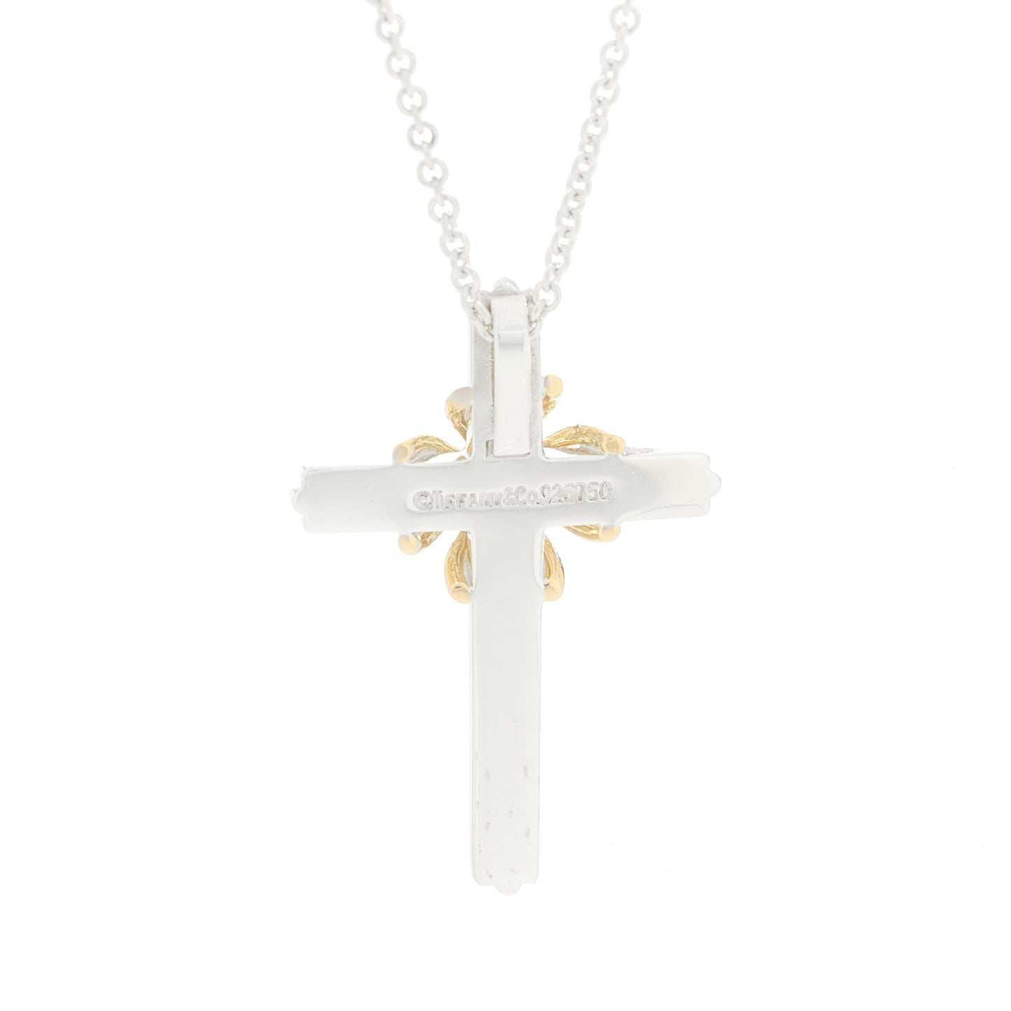 Sterling Silver 18K Yellow Gold Cross Pendant Necklace