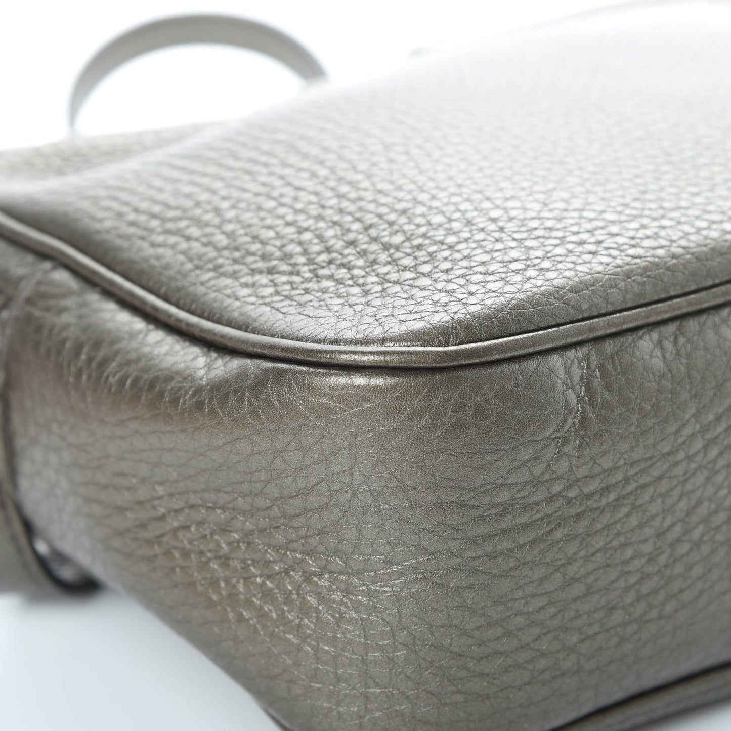 Metallic Pebbled Calfskin Small Soho Disco Bag Sasso