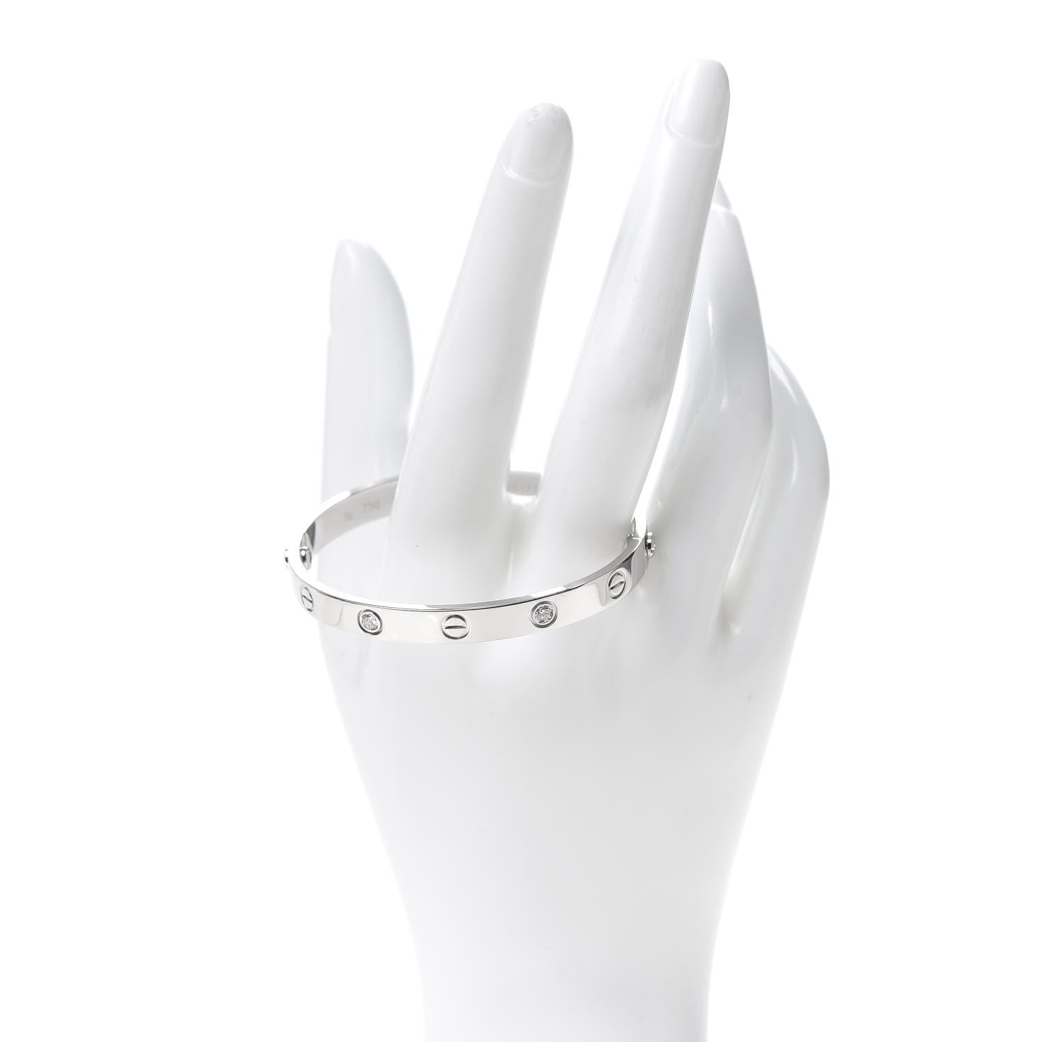 Cartier 18K White Gold 4 Diamond LOVE Bracelet 16 2 of 7