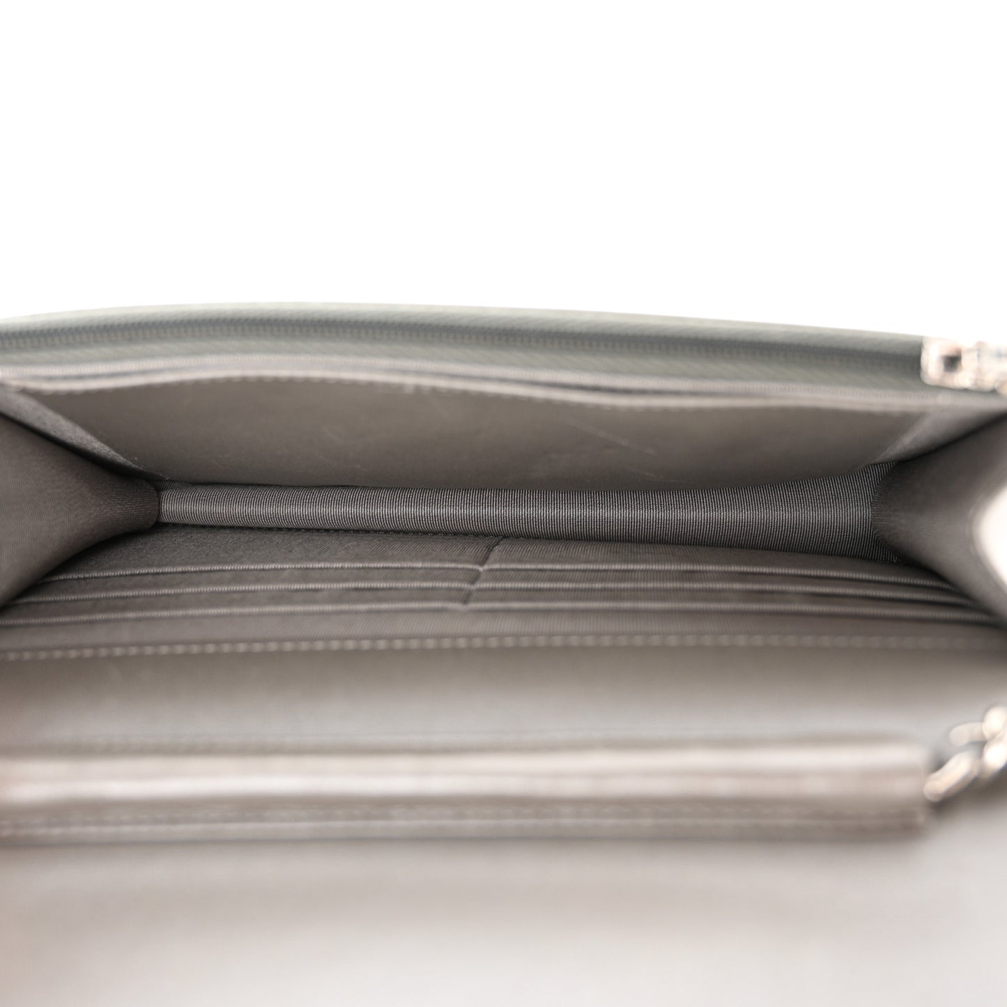 Lambskin Crystal Quilted Wallet On Chain WOC Grey