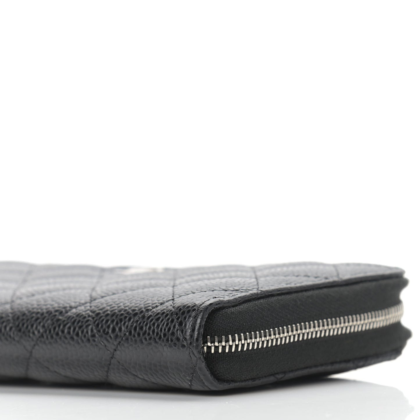 Caviar Quilted Large Gusset Zip Around Wallet Black