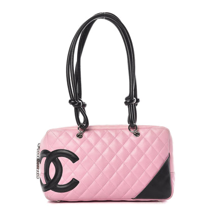 Chanel Calfskin Quilted Large Cambon Bowler Pink Black 1 of 20