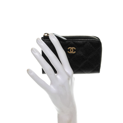 Chanel Letter Calfskin Embossed Quilted Key Holder Case Black 2 of 7