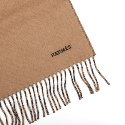 Hermes Cashmere Recto Verso Muffler Camel Marine 4 of 4