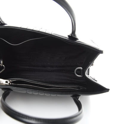 Prada Soft Calfskin Impunture Diagramme Tote Black 5 of 12