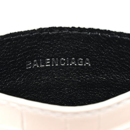 Balenciaga Shiny Calfskin Logo Crocodile Embossed Cash Rounded Card Holder Optic White 6 of 9
