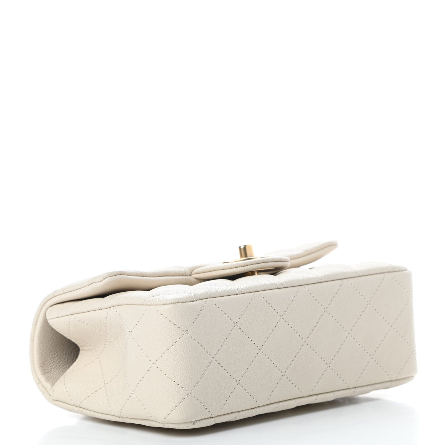 Caviar Quilted Mini Top Handle Rectangular Flap Beige