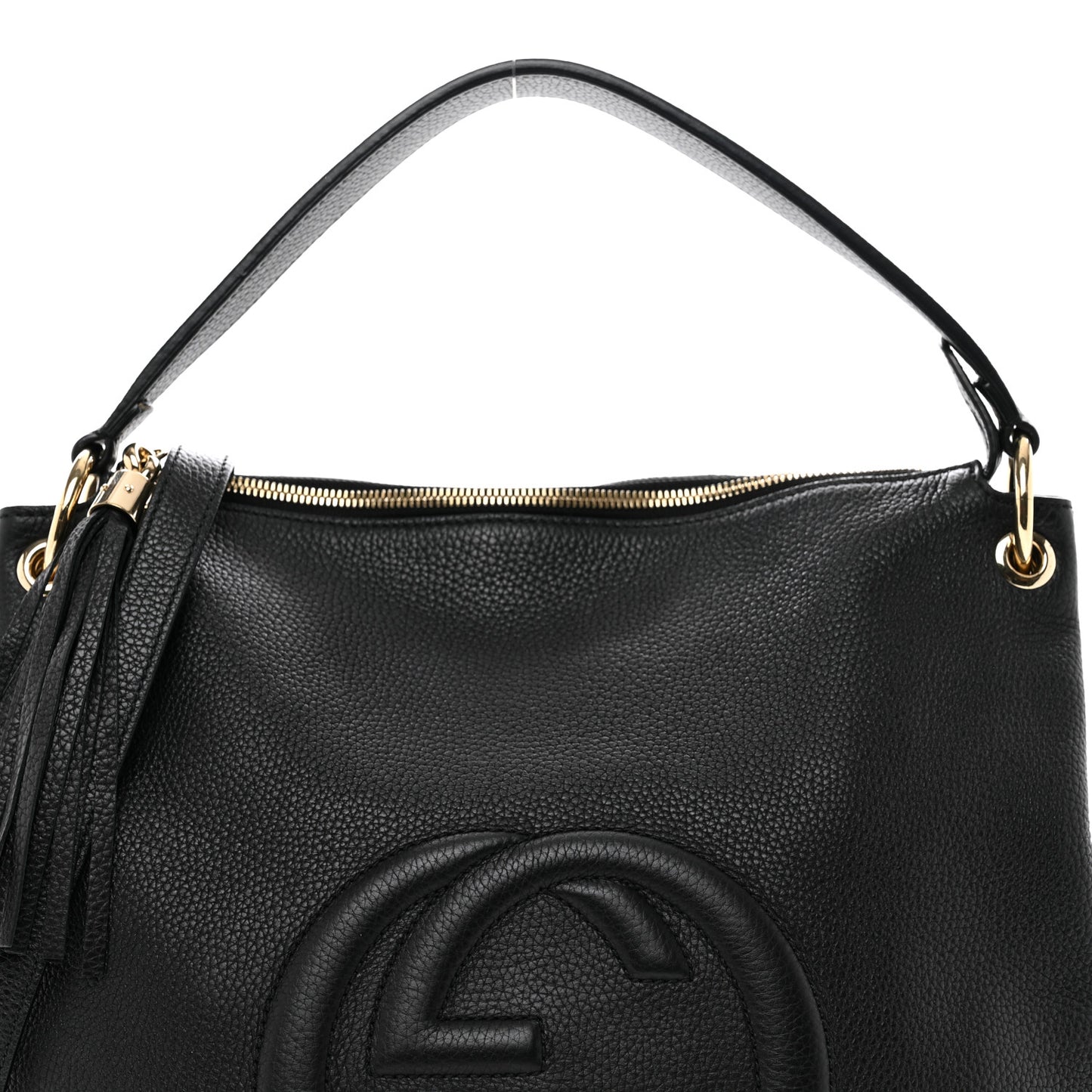 Pebbled Calfskin Large Soho Hobo Black
