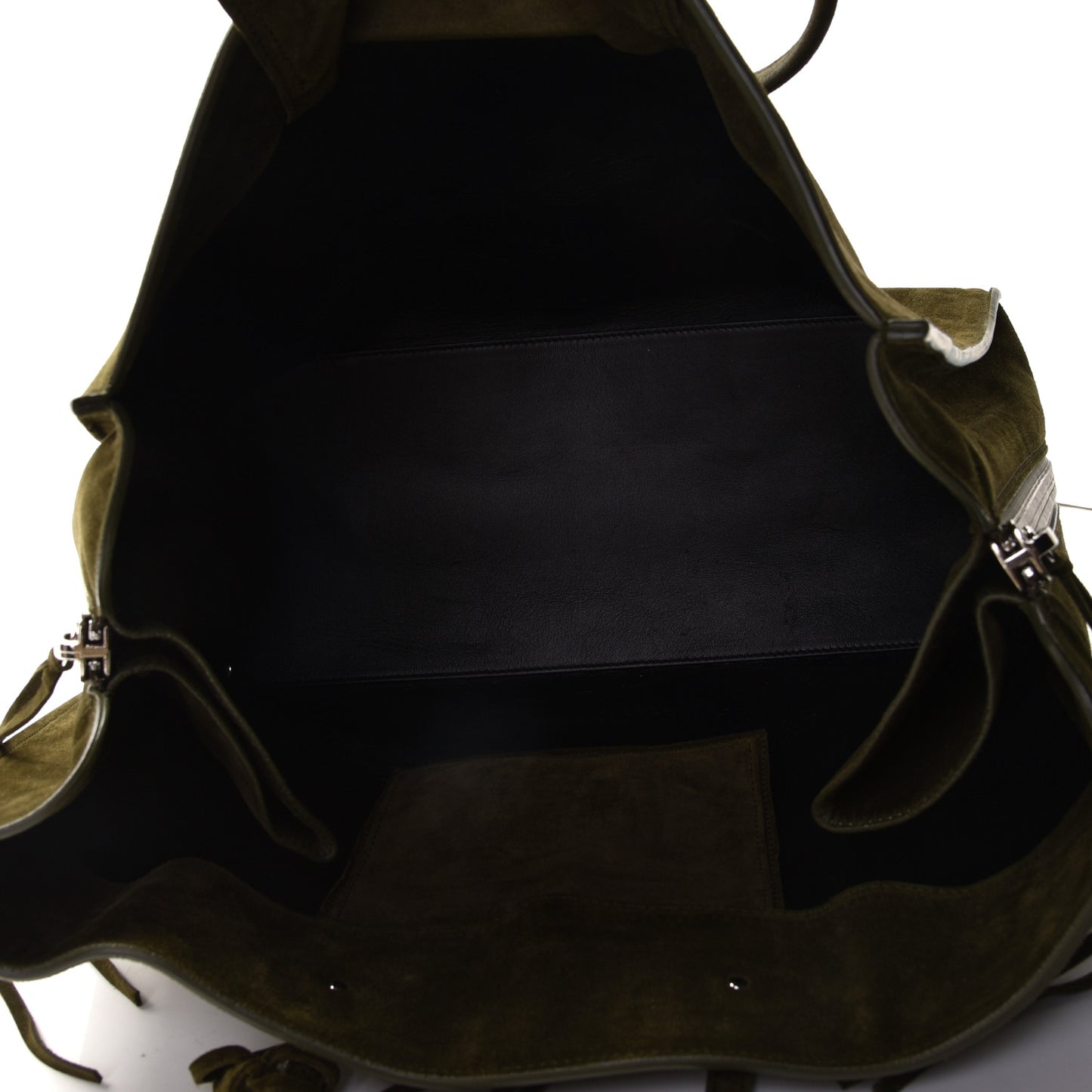 Baby Daim Suede Papier A4 Zip Around Tote Vert Militaire