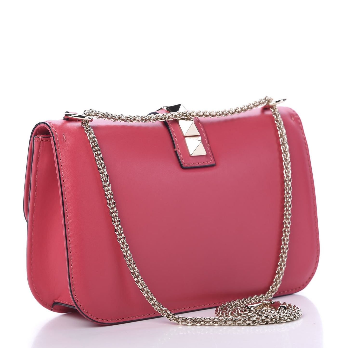 Vitello Medium Glam Lock Rockstud Flap Deep Rose