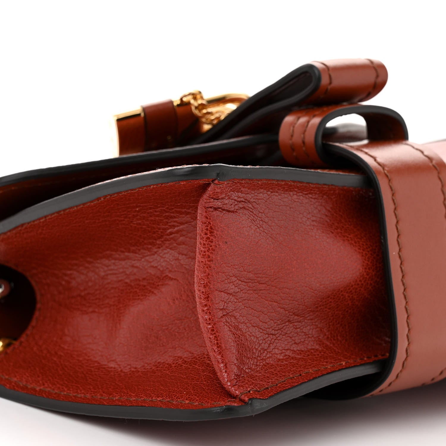 Chloe Shiny Goatskin Calfskin Mini Aby Chain Shoulder Bag Sepia Brown 9 of 12