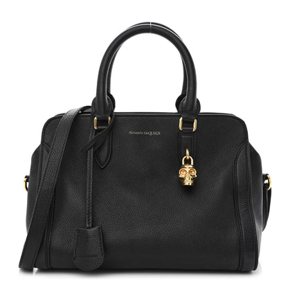 Alexander McQueen Pebbled Calfskin Small Skull Padlock Zip Around Tote Black 1 of 14