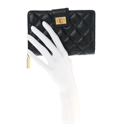 Chanel Aged Calfskin Quilted Reissue Zipped Pocket Wallet Black 2 of 8