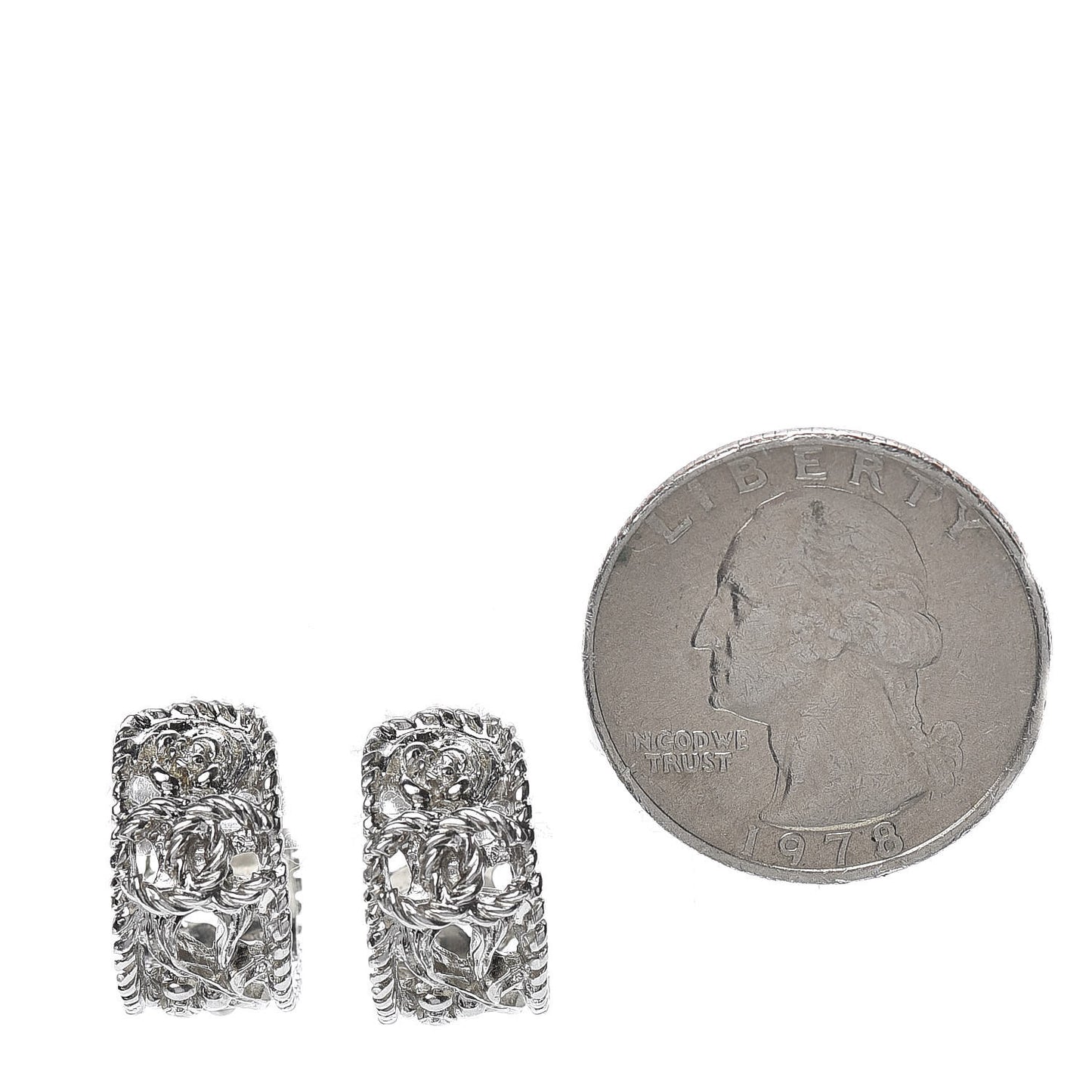 CC Camellia Hoop Earrings Silver