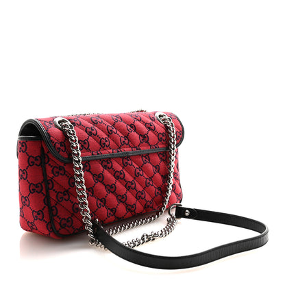 Gucci Monogram Multicolor Matelasse Diagonal Floral Embroidered Super Mini GG Marmont Shoulder Bag Red Blue Multicolor 3 of 10