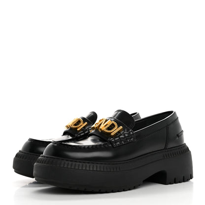Fendi Vitello Abrasivato Fendigraphy 50mm Loafers 36 Black 4 of 15