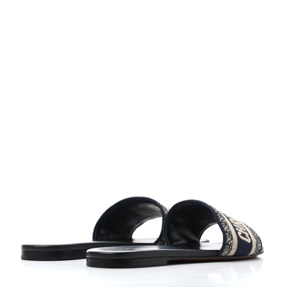 Christian Dior Canvas Embroidered Dway Mules Slide Sandals 39 Deep Blue 3 of 4