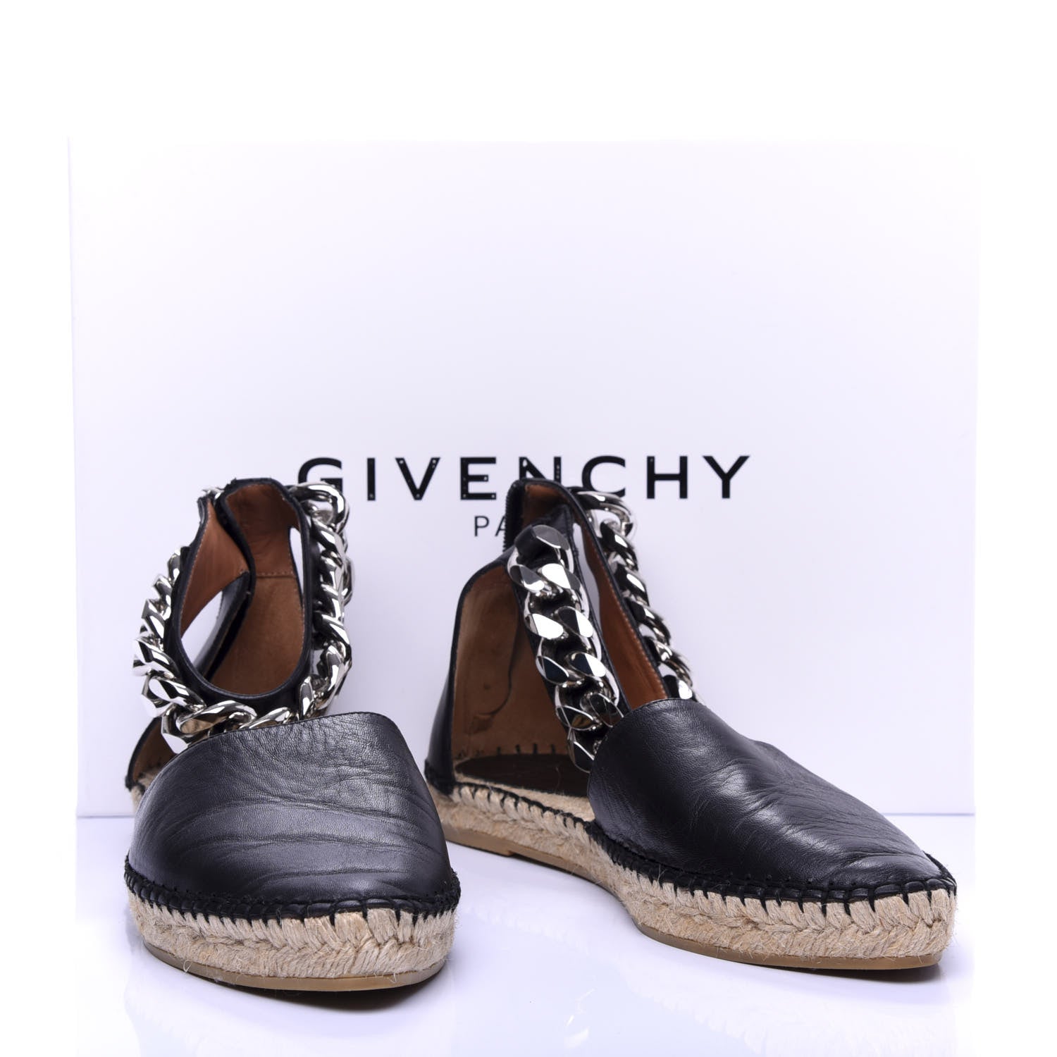 Givenchy Lambskin Ankle Chain Maremma Espadrilles 38 Black 9 of 9