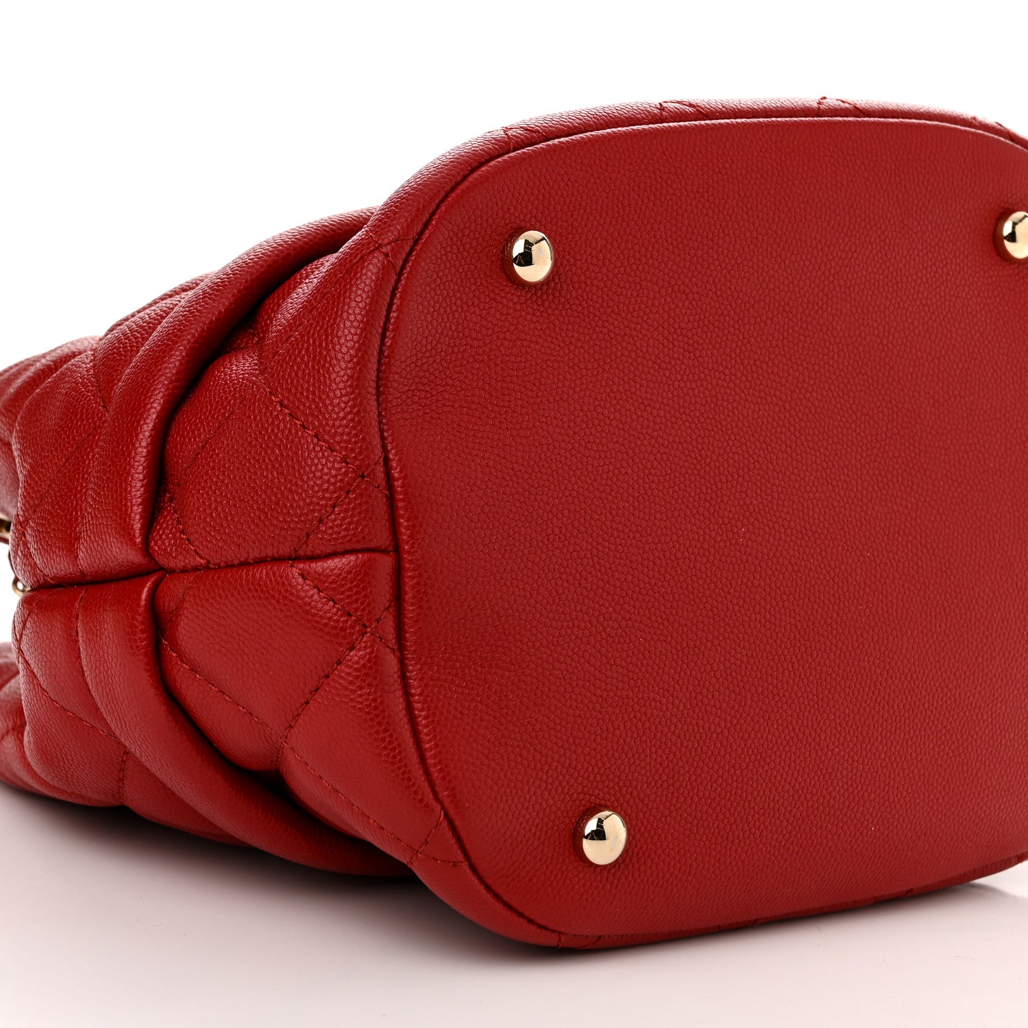 Chanel Caviar Quilted Rolled Up Bucket Drawstring Bag Red 9 of 10