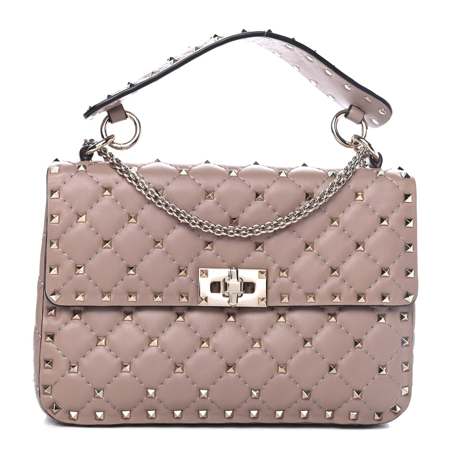 Valentino Garavani Lambskin Medium Rockstud Spike Shoulder Bag Poudre 1 of 4