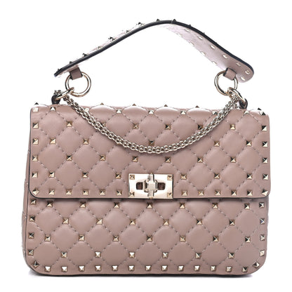 Valentino Garavani Lambskin Medium Rockstud Spike Shoulder Bag Poudre 1 of 4