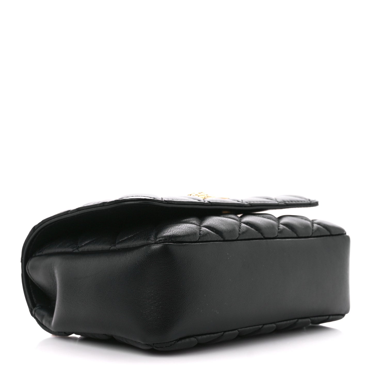 Nappa Quilted Small Medusa Chain Crossbody Black