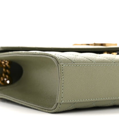Saint Laurent Grain De Poudre Textured Mixed Matelasse Triquilt Medium Monogram Satchel Light Sage 9 of 13