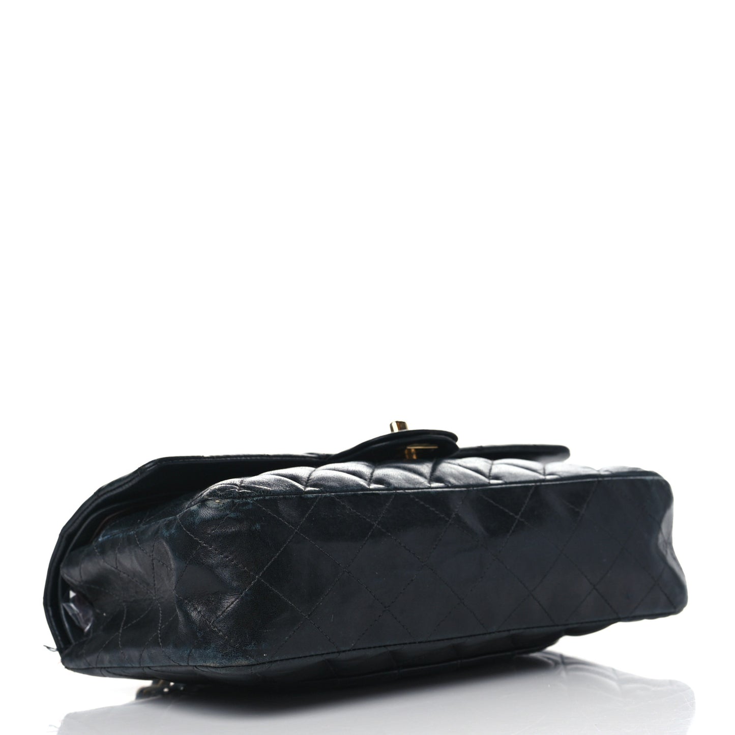 Lambskin Quilted Medium Double Flap Navy