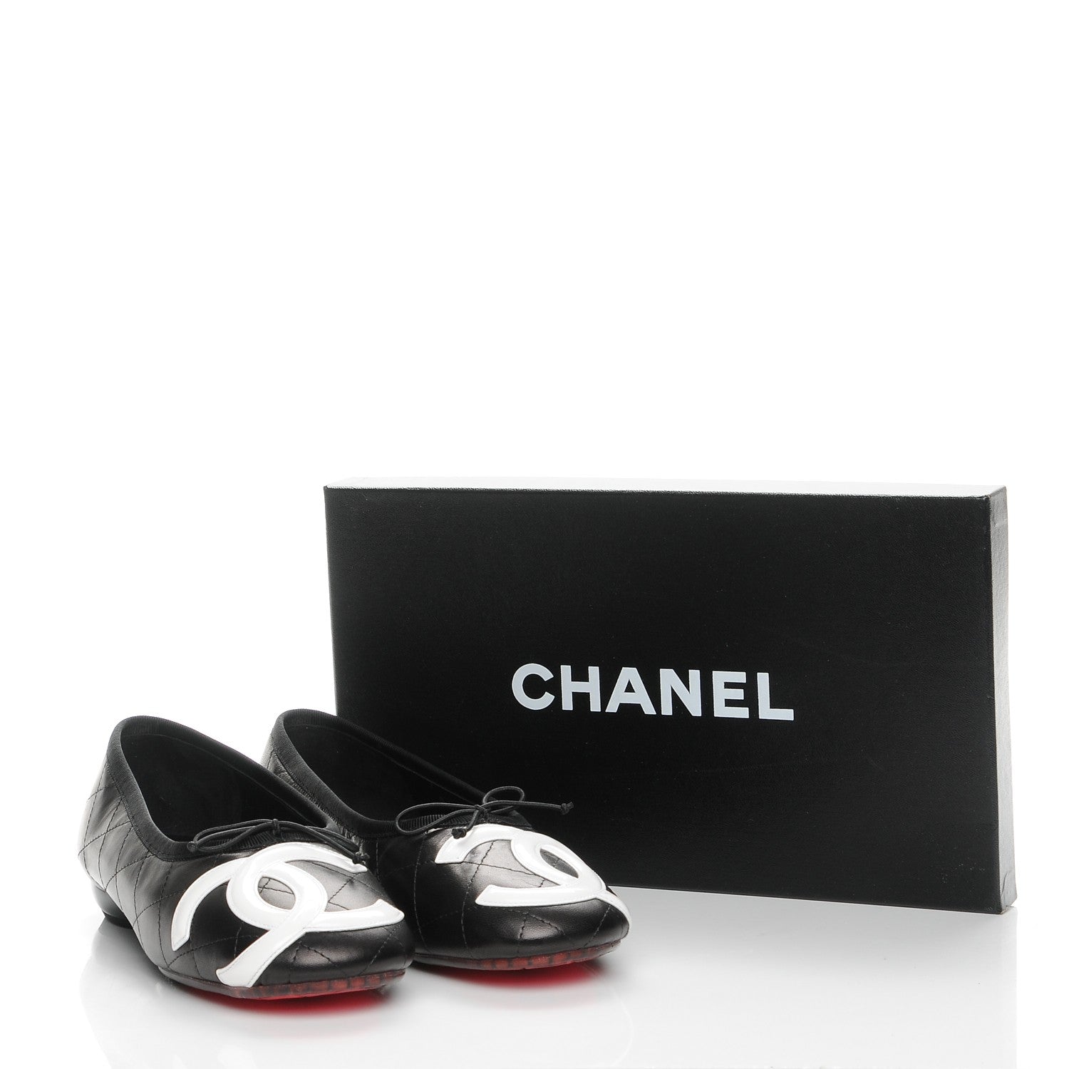 Chanel Lambskin Quilted Cambon Ballerina Flats 38 Black 9 of 9