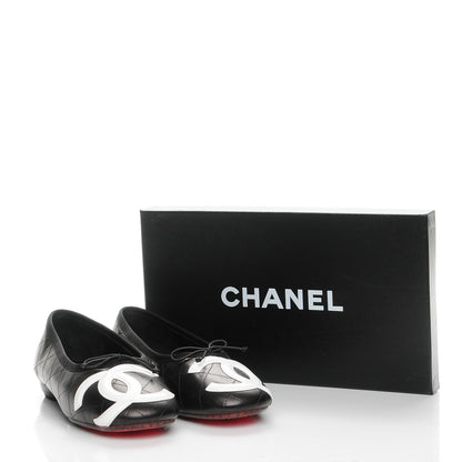 Chanel Lambskin Quilted Cambon Ballerina Flats 38 Black 9 of 9
