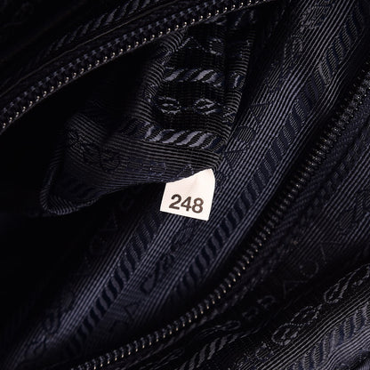 Prada Nylon Vela Saffiano Medium Cinch Backpack Baltico 7 of 7