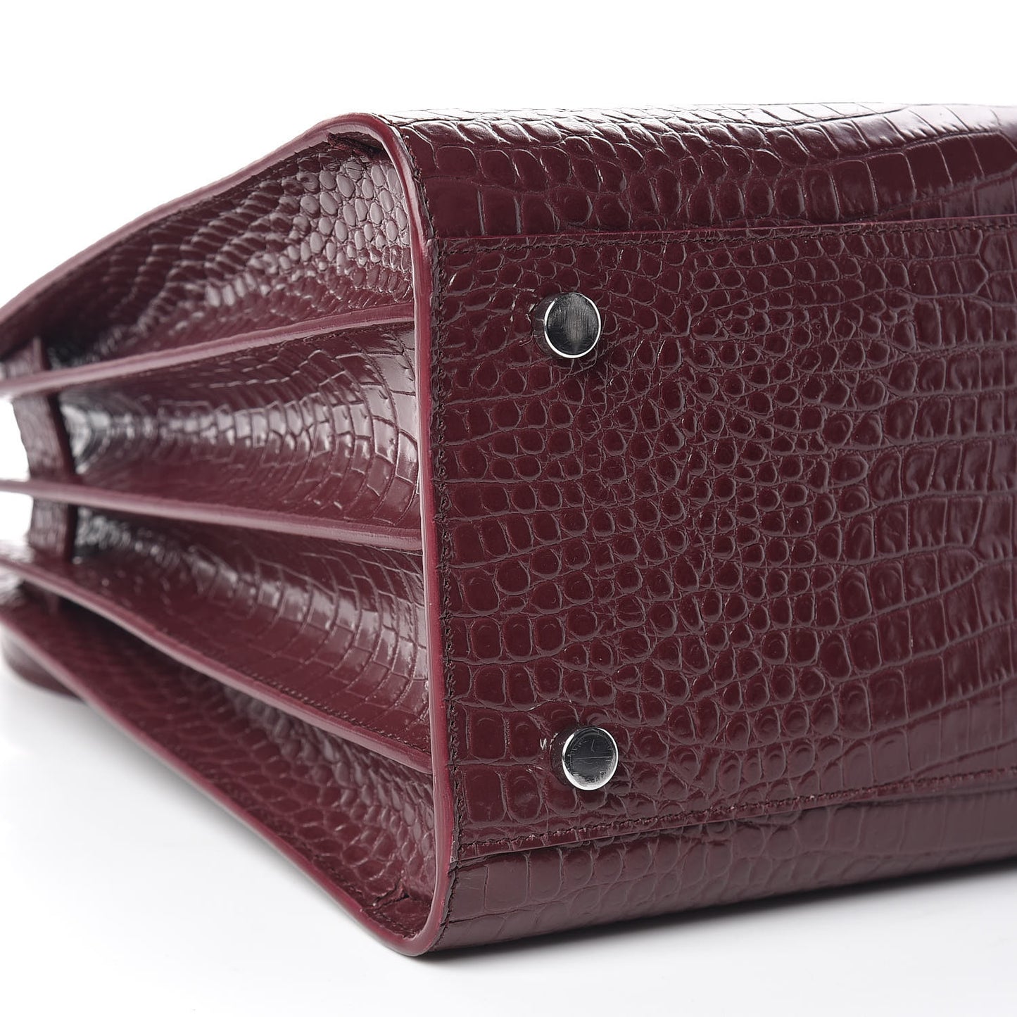 Calfskin Crocodile Embossed Small Sac de Jour Rouge Legion