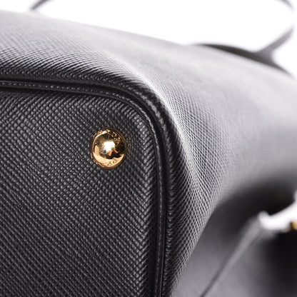 Prada Saffiano Cuir Large Double Bag Black Fuoco 12 of 14