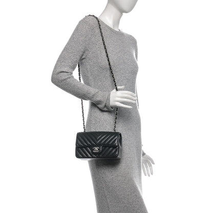 Chanel Caviar Chevron Quilted Mini Rectangular Flap Black 2 of 7