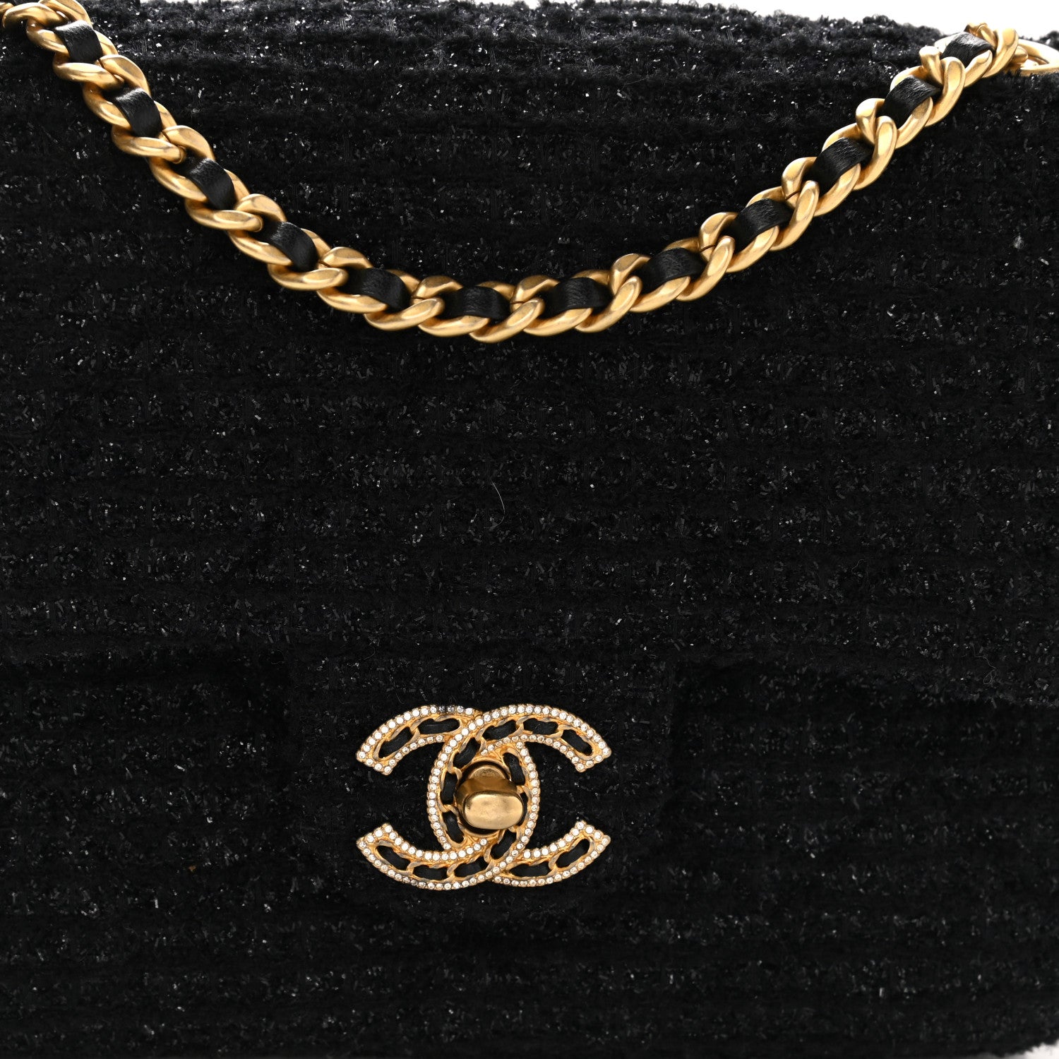 Chanel Tweed Quilted Mini Crystal CC Square Flap Black 8 of 10