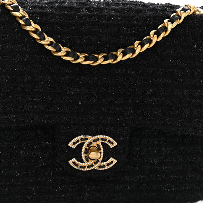 Chanel Tweed Quilted Mini Crystal CC Square Flap Black 8 of 10