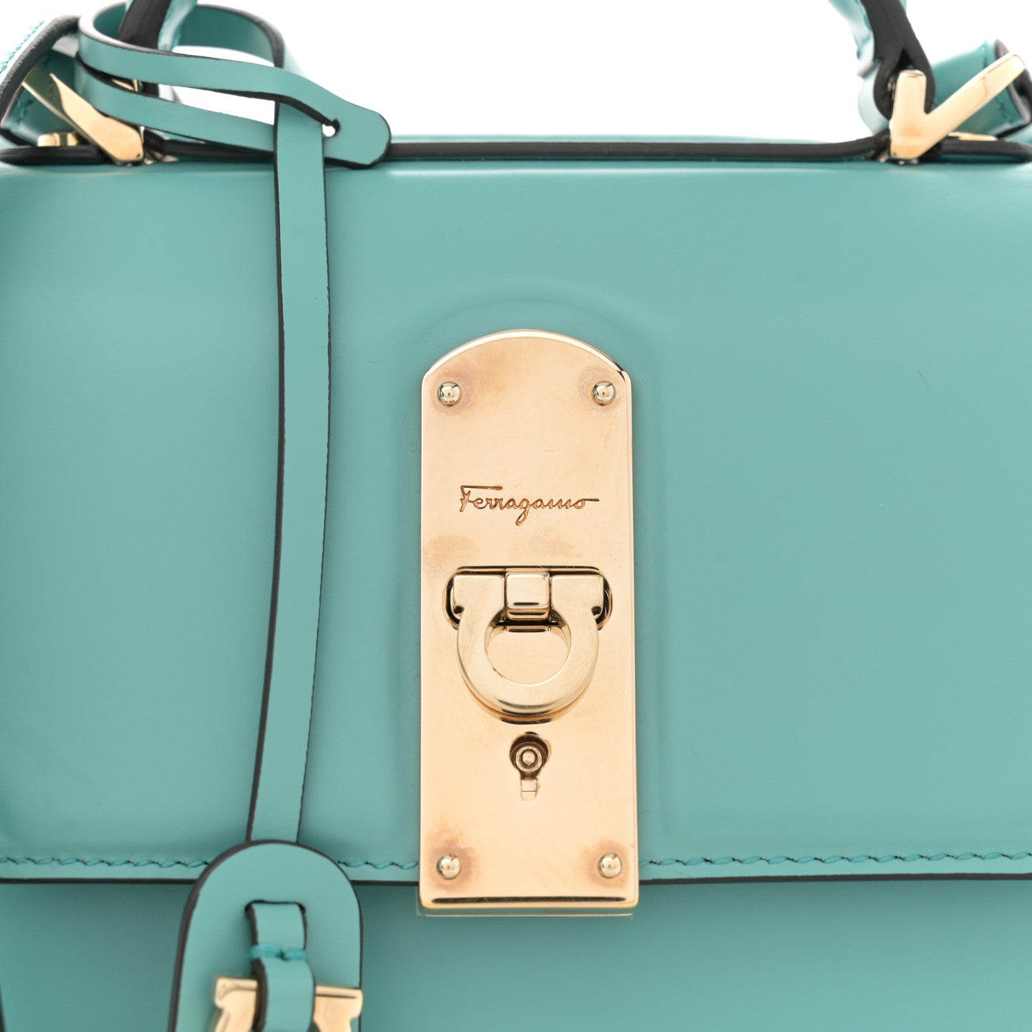 Salvatore Ferragamo Smooth Calfskin Mini Boxyz Tyrone Turquoise 7 of 11