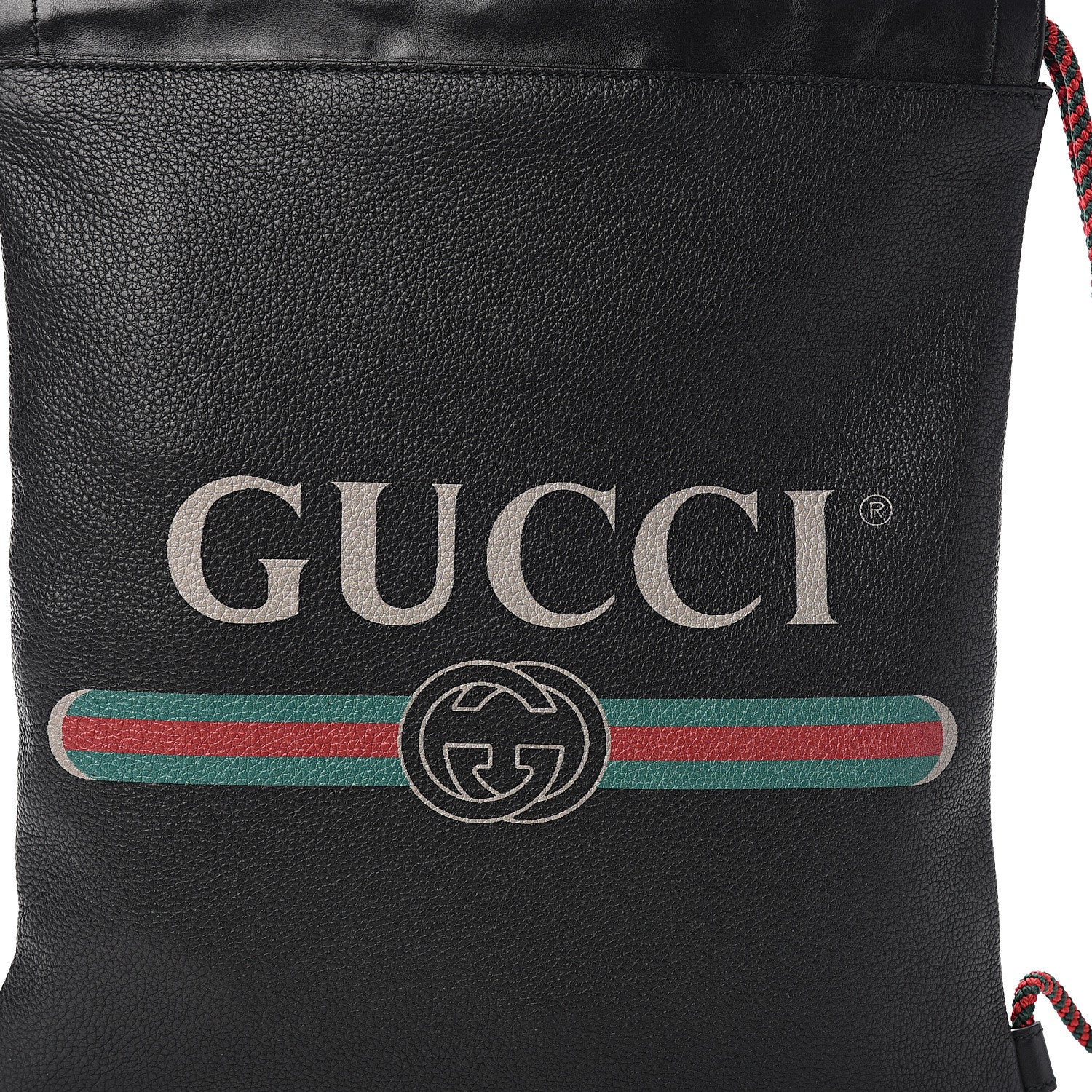 Gucci Calfskin Logo Drawstring Backpack Black 9 of 9