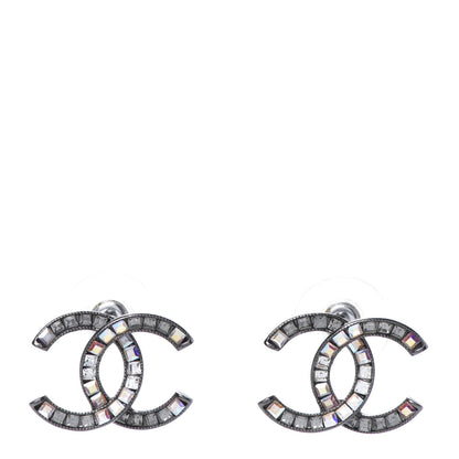 Chanel Baguette Crystal CC Earrings Silver 1 of 5