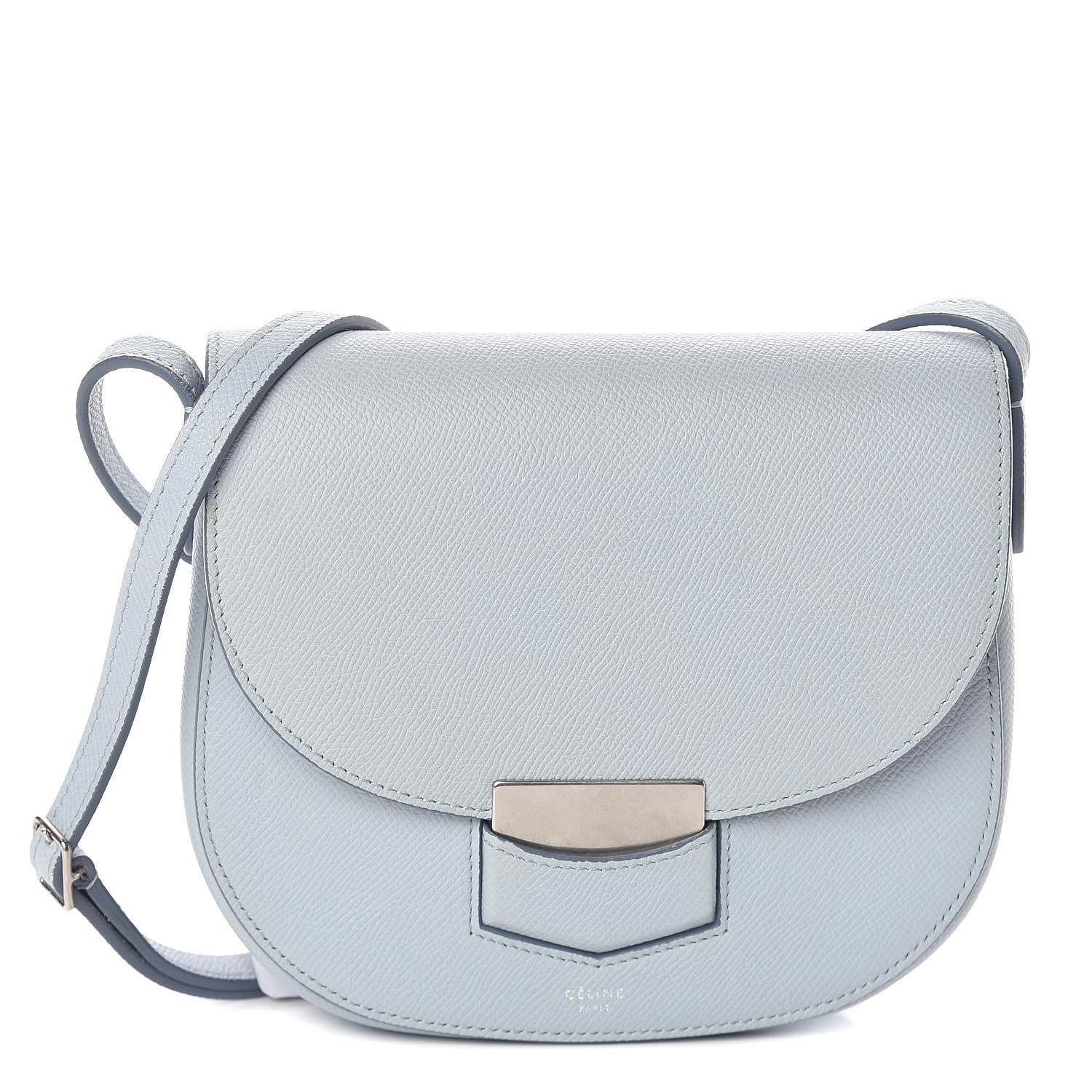Celine Grained Calfskin Small Trotteur Pale Blue 1 of 9