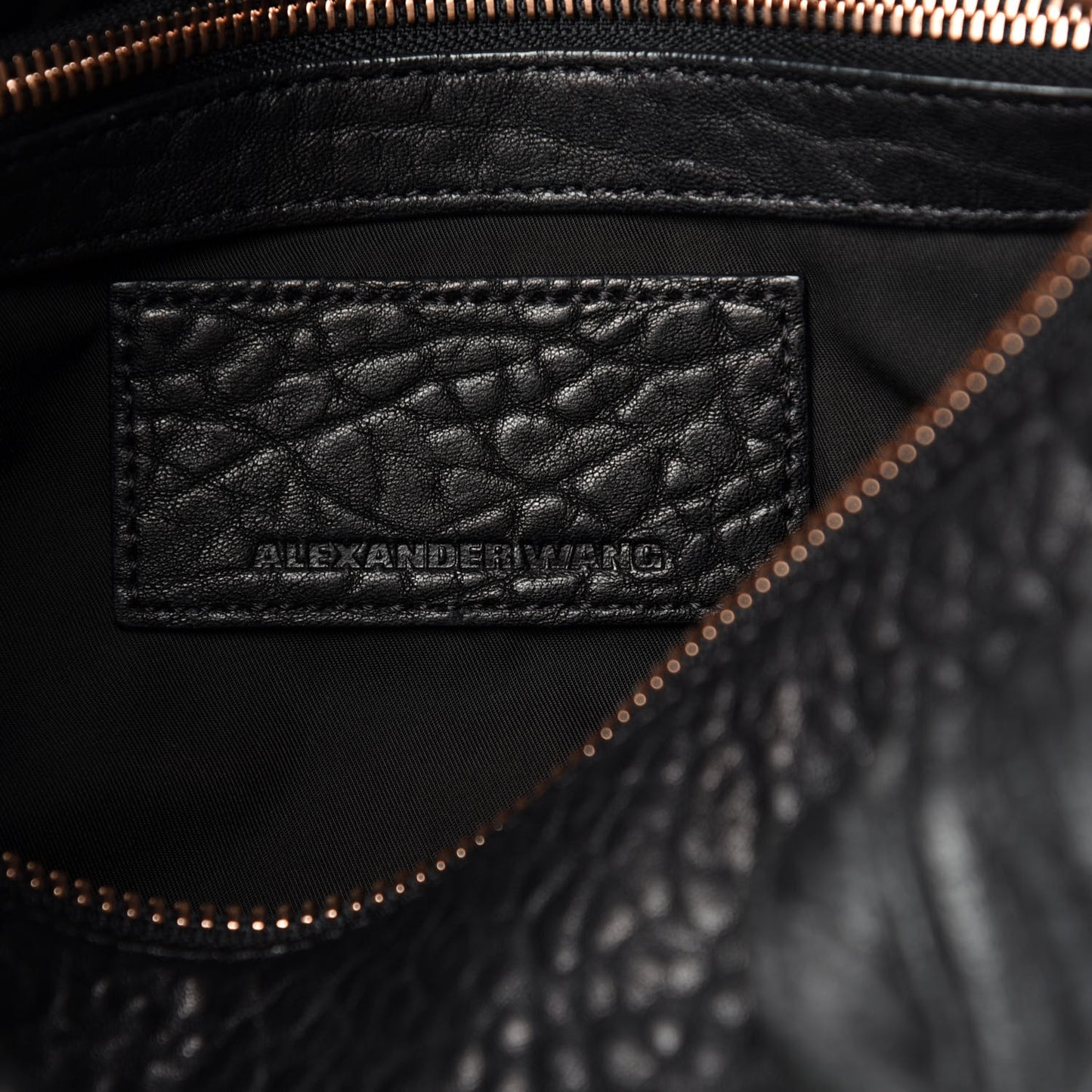 Pebbled Lambskin Rocco Black Rose Gold Hardware