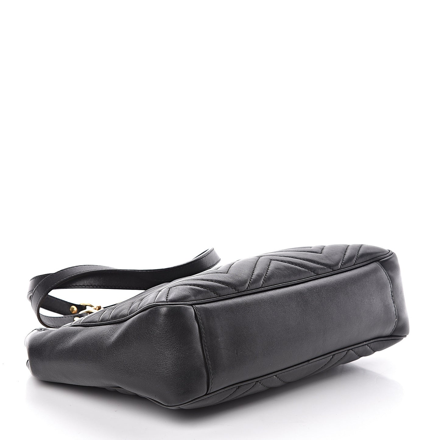 Calfskin Matelasse Medium GG Marmont Open Top Shoulder Bag Black