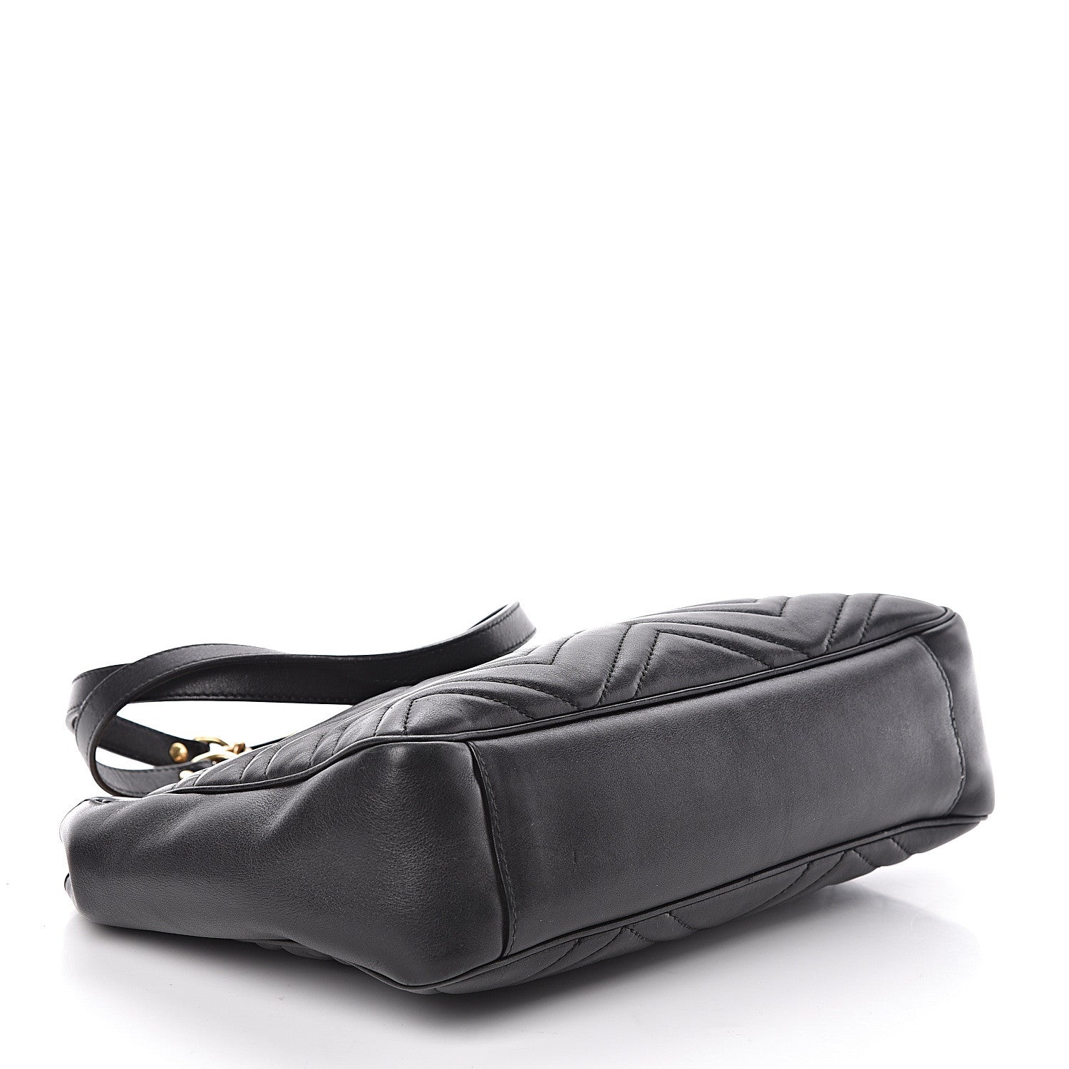 Gucci Calfskin Matelasse Medium GG Marmont Open Top Shoulder Bag Black 4 of 12