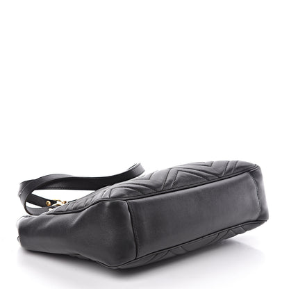 Gucci Calfskin Matelasse Medium GG Marmont Open Top Shoulder Bag Black 4 of 12