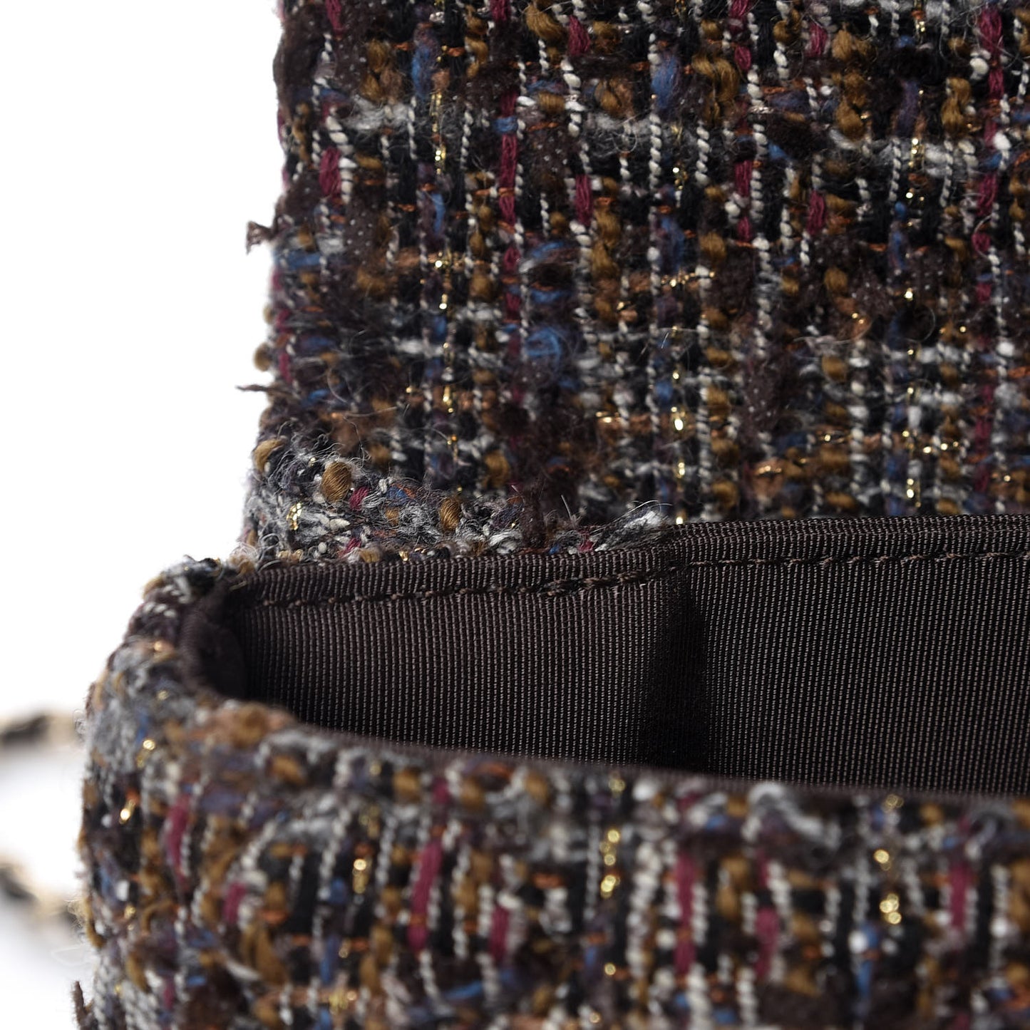 Tweed Wood Mini Coco Handle Flap Beige
