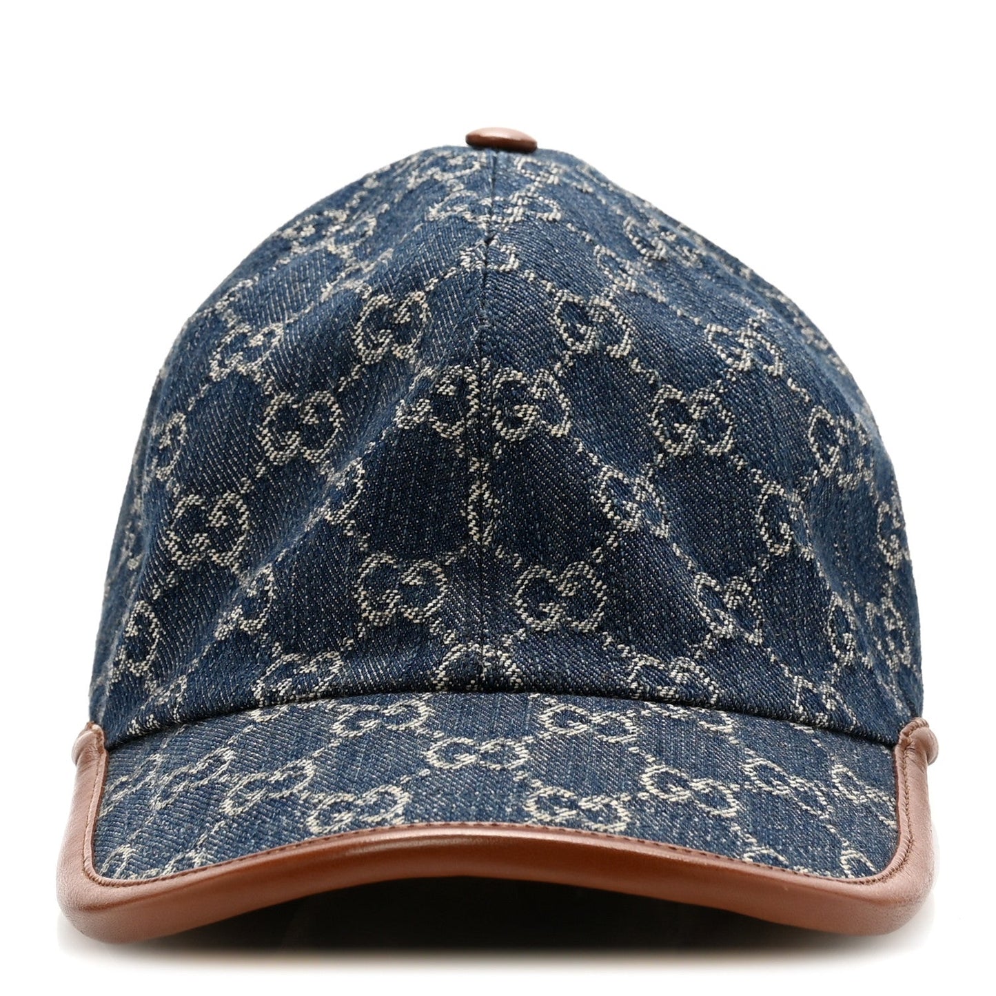 Washed Jacquard Denim Nappa GG Monogram Oscar Baseball Hat XL Denim Cuir