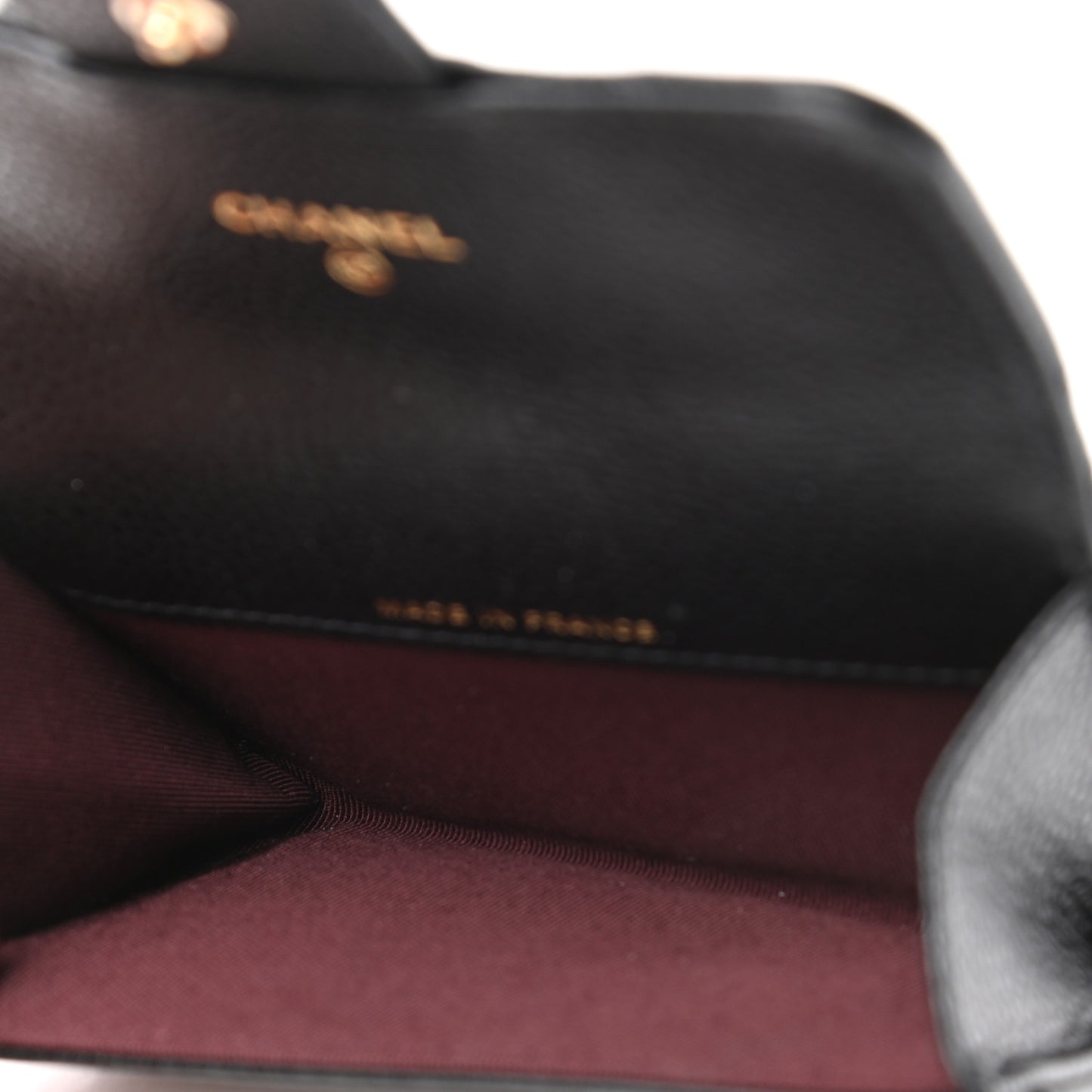 Caviar Quilted Flap Card Holder Wallet Black